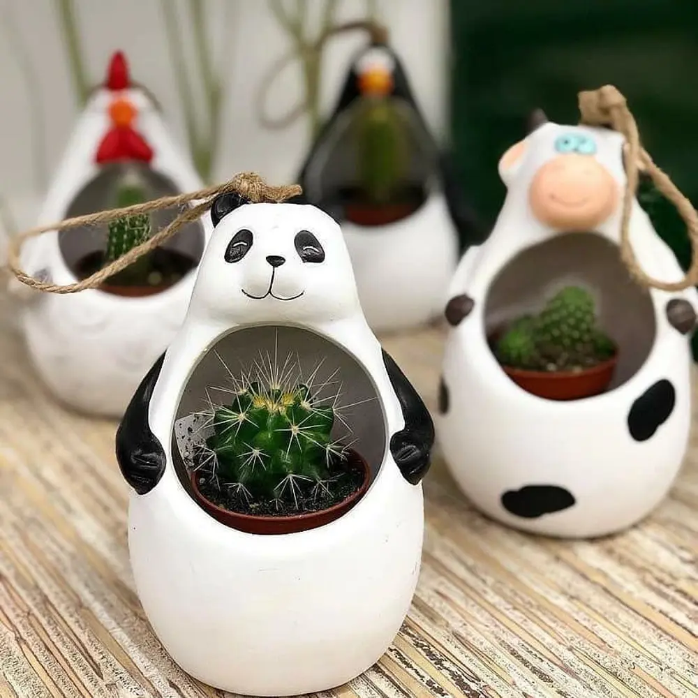 Кашпо-кактусник 10.5x10x13 см v0.15 л керамика чёрный/белый GARDMAX STLM-2126759 - Вид №4