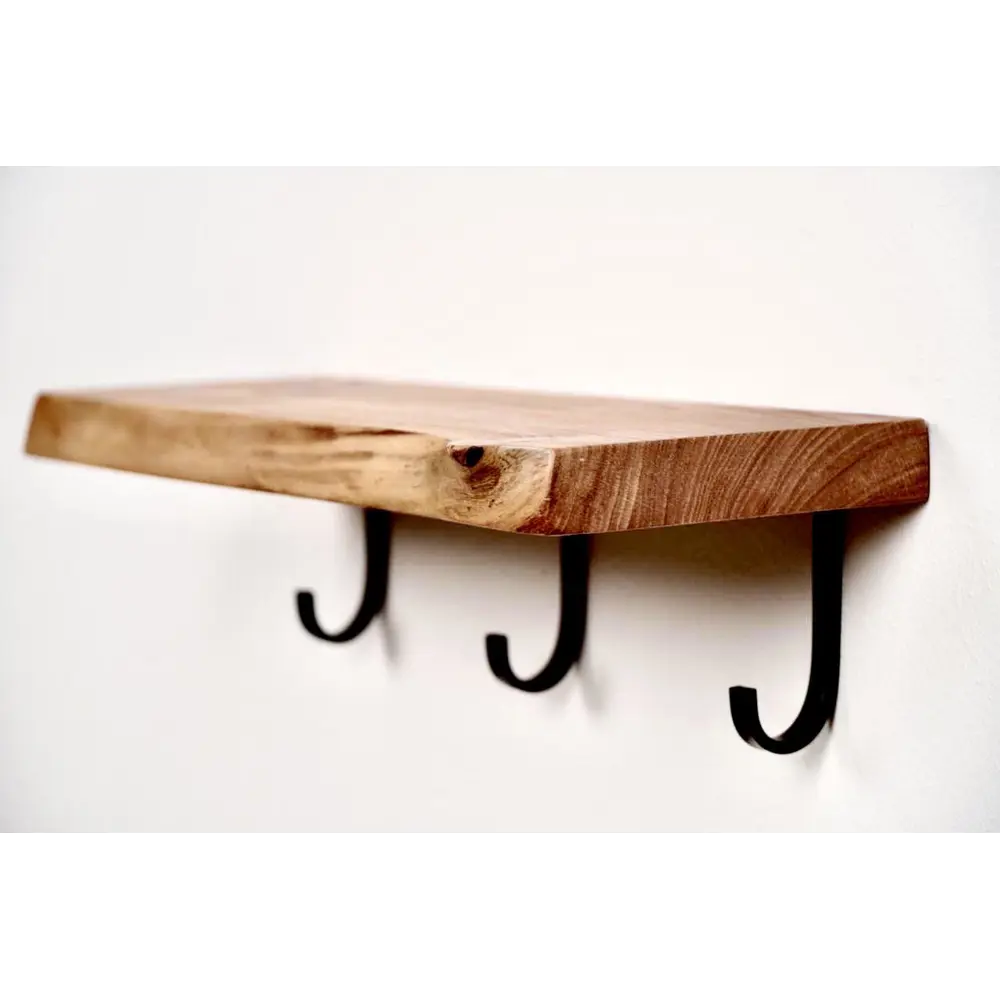 Полка прямая массив карагача 40 см с крючками Santreyd Куарагача STLM-2211029 - Вид №1