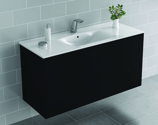 9751673111 IDO Elegant напольная тумба под мебельную раковину, с четырьмя ящиками, W = 1200 мм, темно-серый - Вид №2