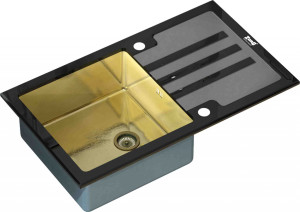 Мойка кухонная ZorG Inox Glass GL-7851-BLACK-BRONZE из нержавеющей стали и стекла, бронза/черный