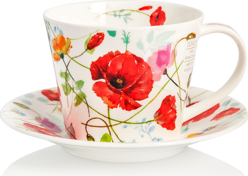 10607719 Dunoon Чашка чайная с блюдцем Dunoon "Садовый мак.Айлей" 350мл Фарфор костяной 