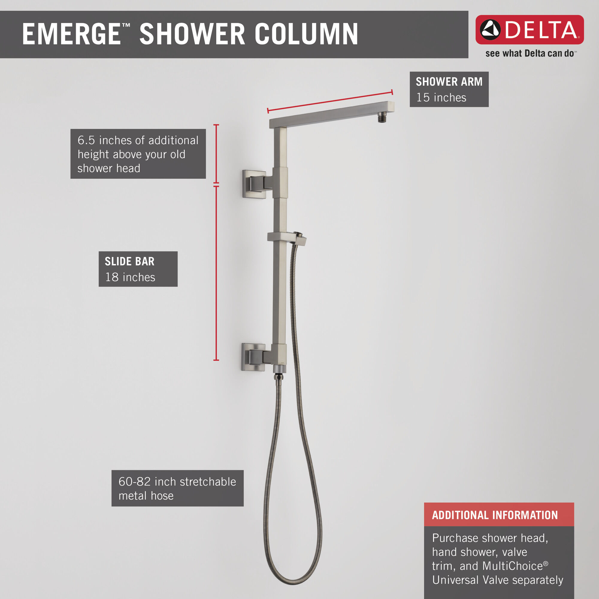 Душевая колонна угловая 18 дюймов Delta Faucet 58410-SS - Вид №2