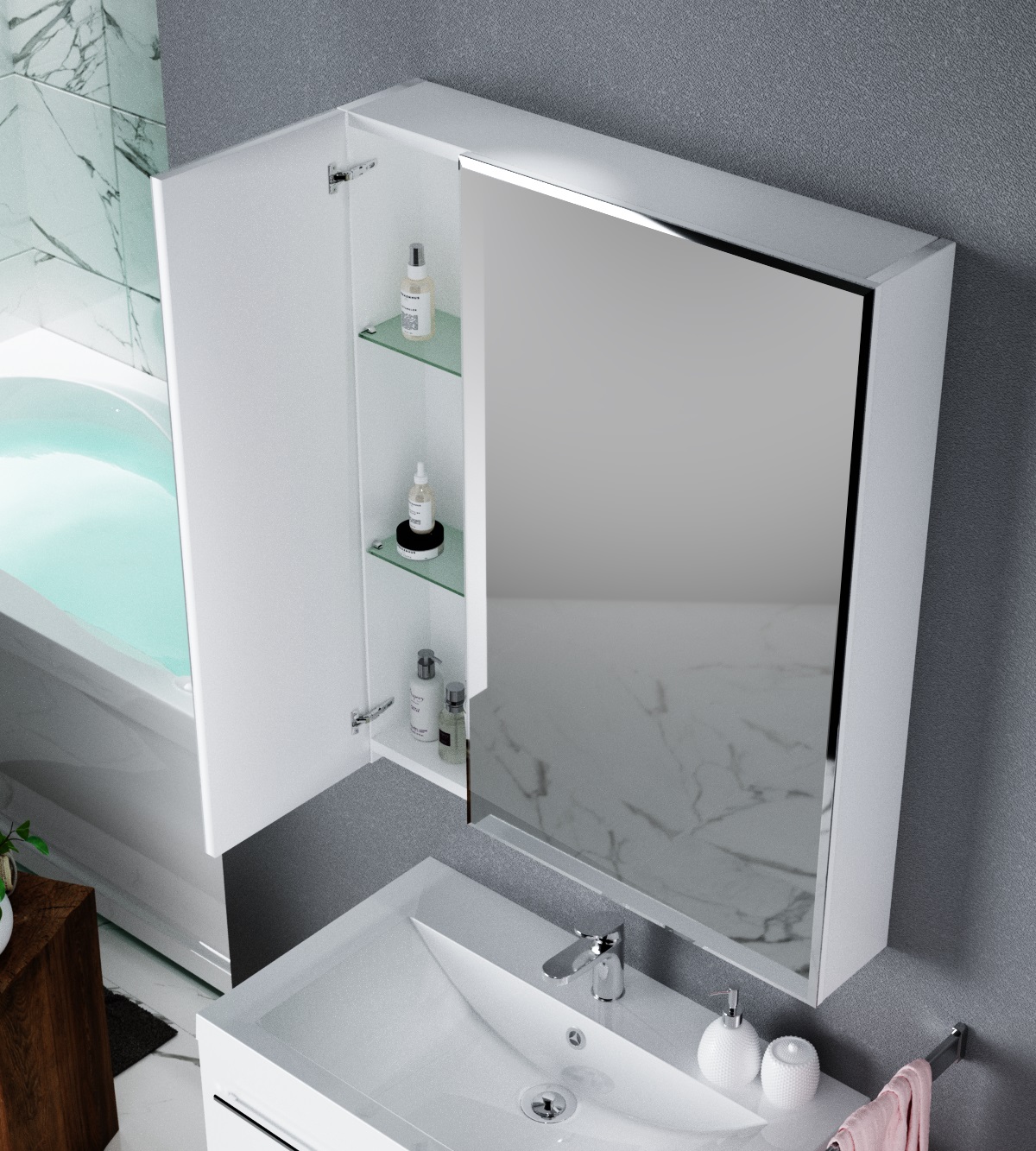 У29559 Зеркало Соната 75 Белый глянец, 2д 1 Marka Соната  - Вид №2