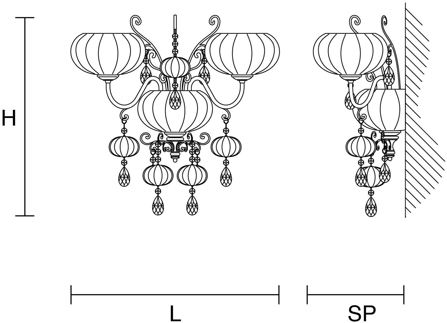 Masiero Настенный светильник из металла с кристаллами Globe sun-id-1394329 - Вид №1