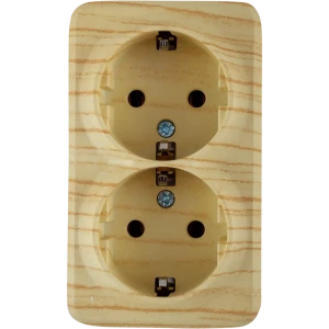 Розетка двойная накладная Lexman First с заземлением, цвет дуб белый