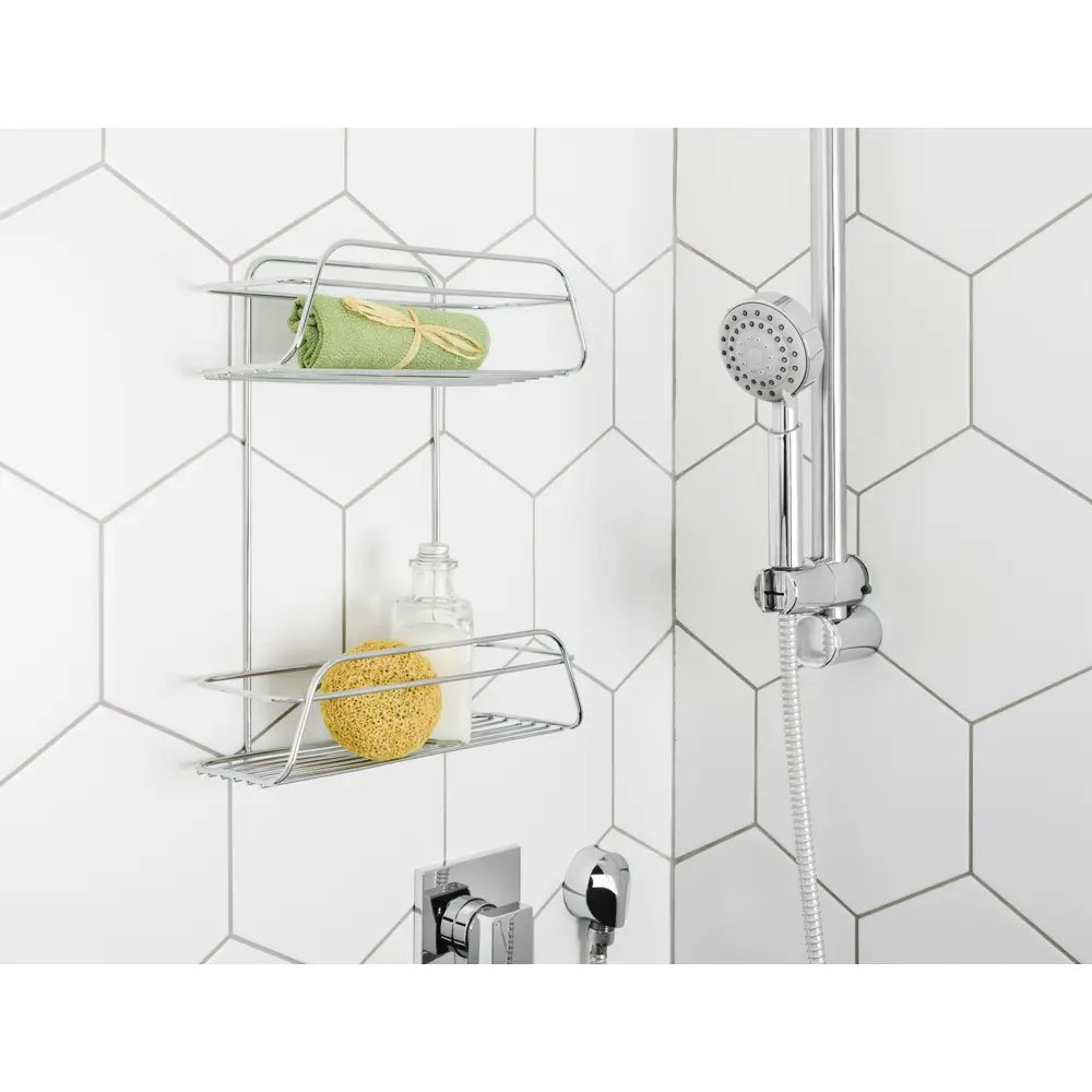 Полка двухъярусная прямая 28х12х38 см цвет хром Santreyd Модулус STLM-2143557 - Вид №4