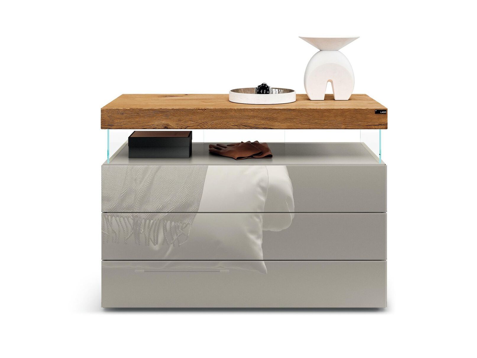 Деревянный и стеклянный комод Lago Air ARCH-00083335 - Вид №1