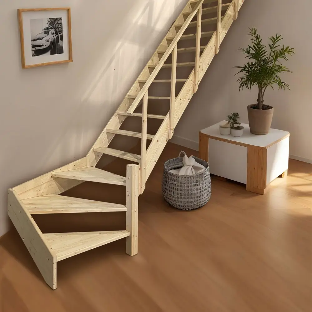 Лестница поворотная 90° деревянная левозаходная 3М ТДВ STLM-2181048 - Вид №2