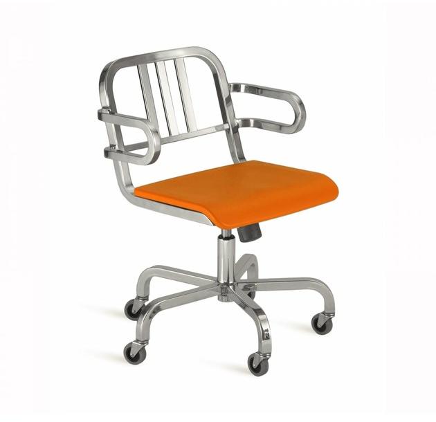 Emeco Вращающееся кресло из алюминия с подлокотниками на колесиках Nine-o™ sun-id-1483644 - Вид №1