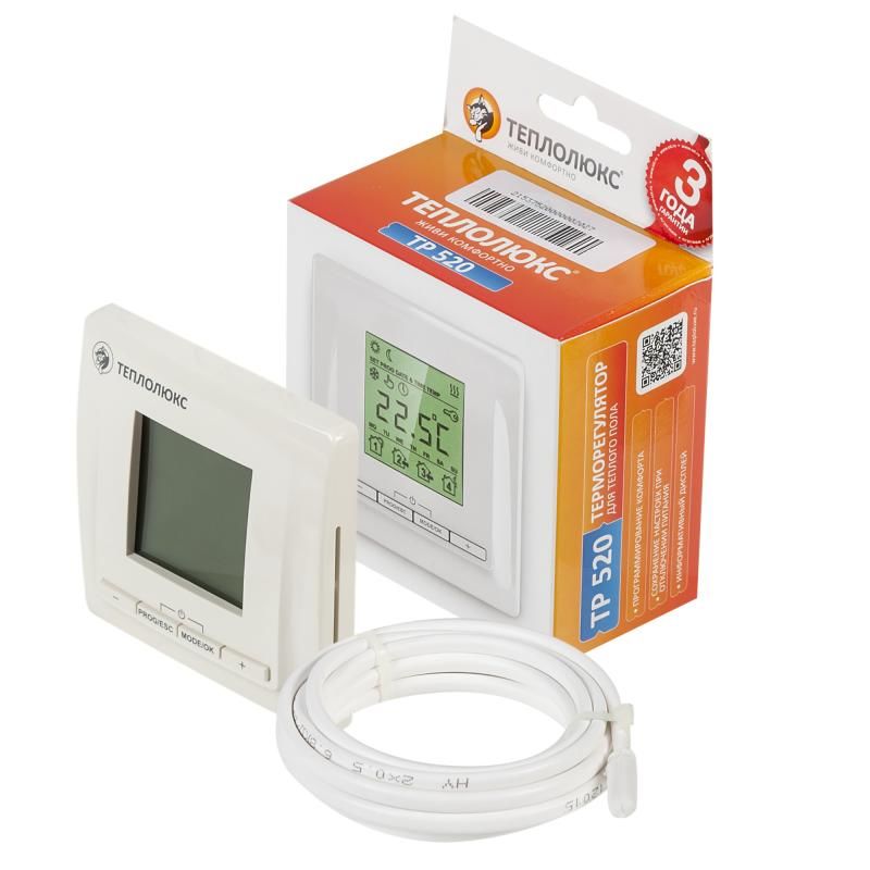 Хронотермостат TP 520 ТЕПЛОЛЮКС цифровой термостат (программируемый) с дисплеем белый 4305651418000000 - Вид №1