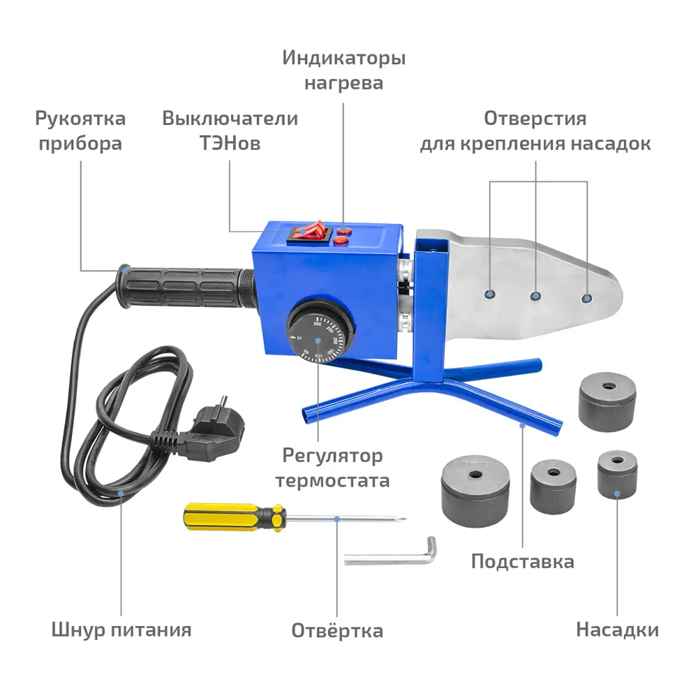 Аппарат для сварки полипропиленовых труб Мегеон 98107 1500 Вт 89436281 STLM-2005010  - Вид №5