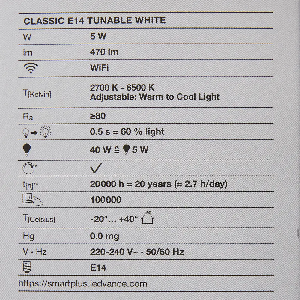 Набор умных ламп светодиодных Wi-Fi Osram Smart Plus E14 220-240 В 5 Вт свеча матовая 470 лм изменение оттенков белого 3 шт LEDVANCE STLM-2099813 - Вид №6