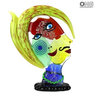 4727 ORIGINALMURANOGLASS Скульптура Голова Женщины - Pop Art - Original Murano Glass OMG 38 см