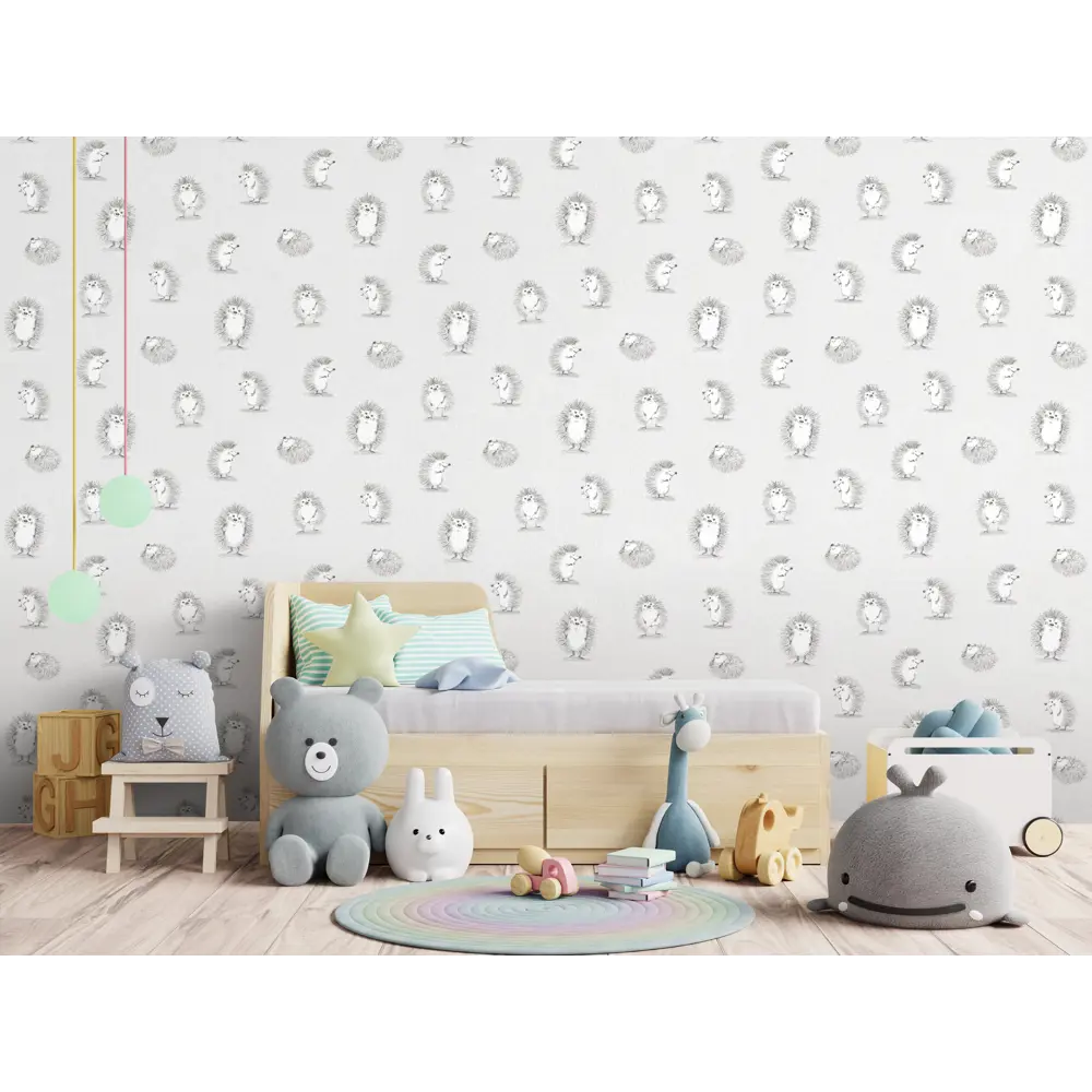 Обои флизелиновые Ateliero Ежики серые 1.06 м AT88192-06 Ёжики STLM-2101217 - Вид №3