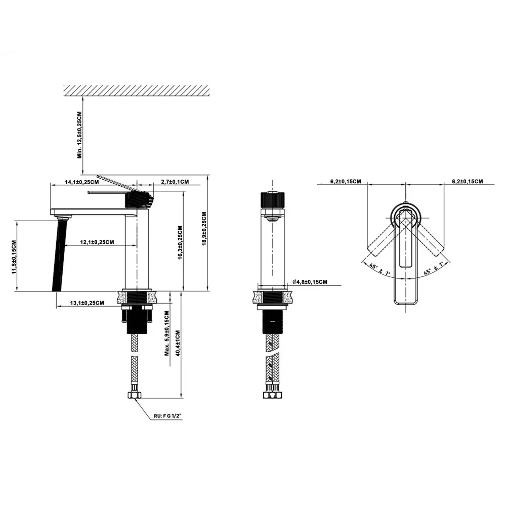 Смеситель для раковины KONSENSA Теано однорычажный цвет черный матовый STLM-2061025 - Вид №5