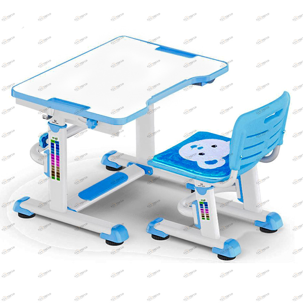 Растущая парта и стул BD-09 Teddy blue белая, голубая MEALUX EVO  336175 Белый;голубой Santreyd 