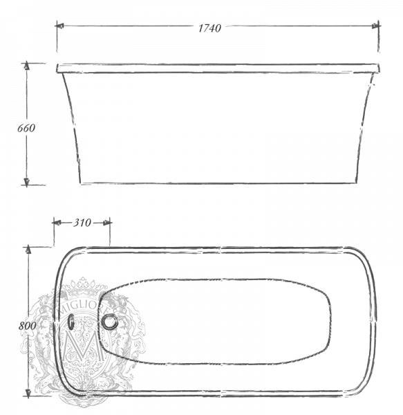 24329 Ванна из литьевого мрамора Migliore Olivia - Вид №1