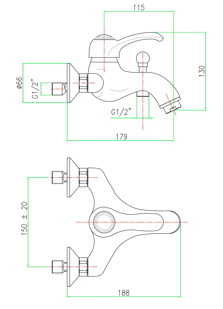 AU850102010 Смеситель для ванны Webert Aurora - Вид №1