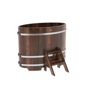 1152 Купель овальная из лиственницы 0,80х1,42х1,1 морёная премиум Alyarus