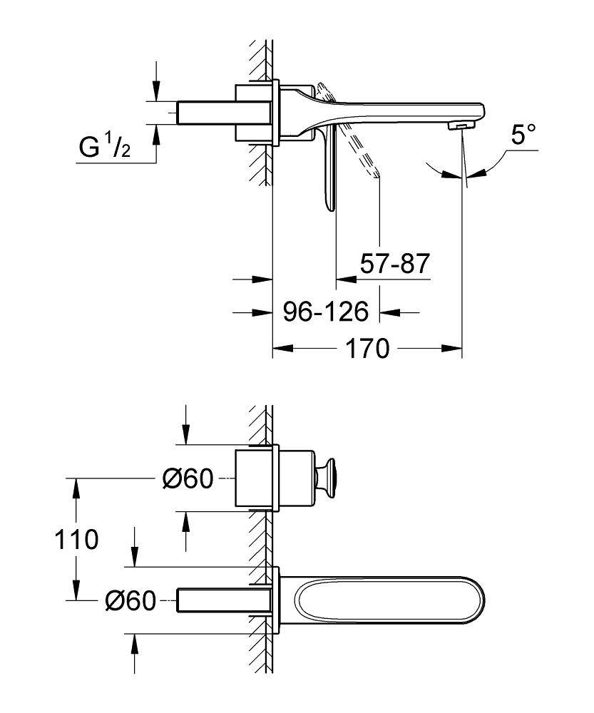19342000 Внешняя часть смесителя для раковины Grohe Veris хром - Вид №1