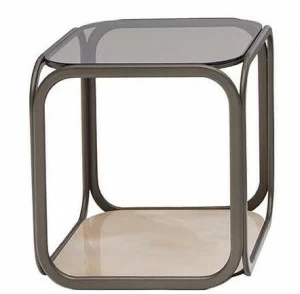 Tonin Casa Журнальный столик из металла со стеклянной столешницей и мраморным основанием  T6242