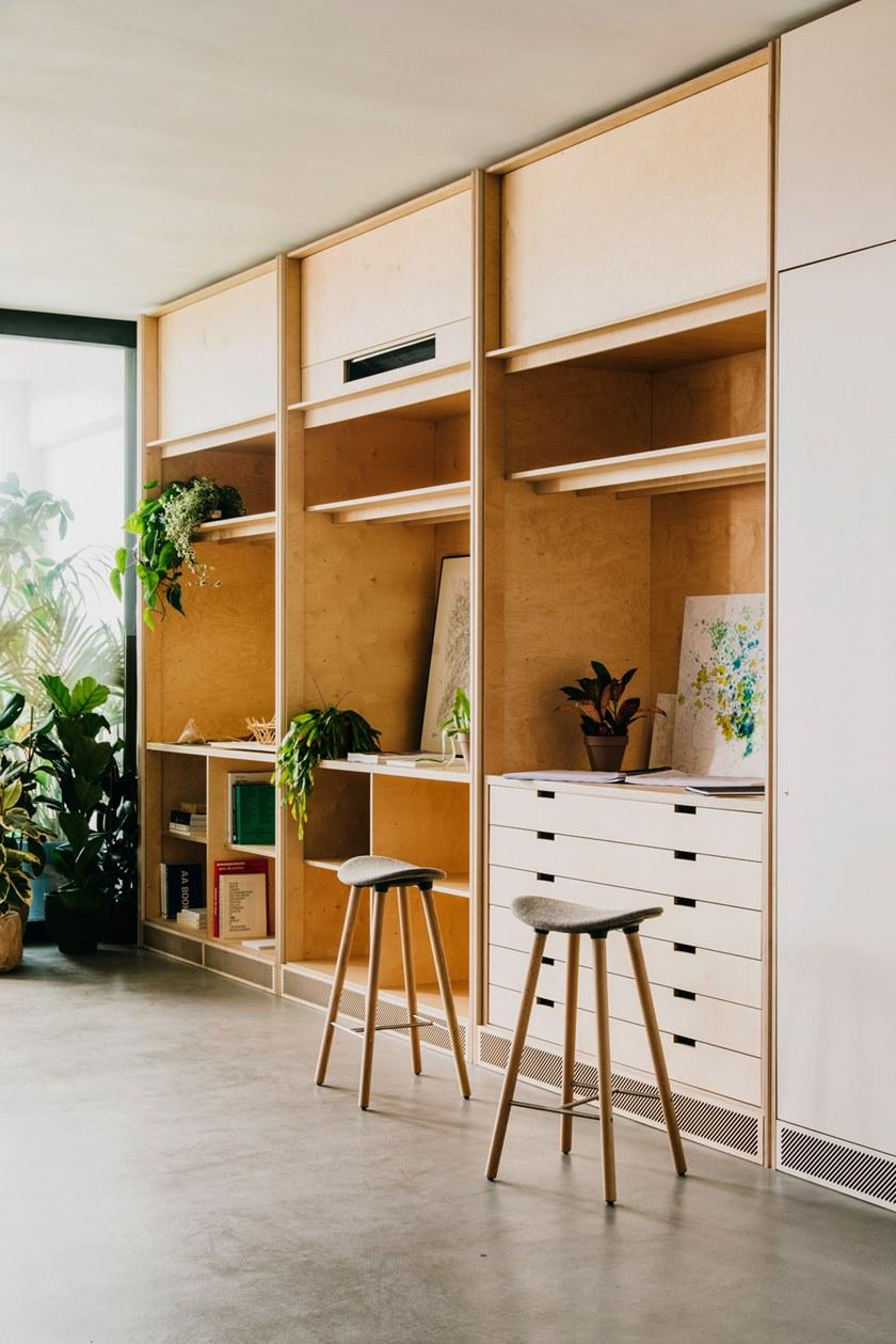 ENEA Низкий табурет из дуба и ткани Coma wood sun-id-1479026 - Вид №5