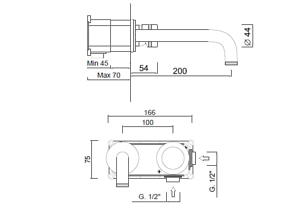 Настенный смеситель для раковины с 2 отверстиями Rubinetteria Giulini MyRing Deluxe ARCH-00041993 - Вид №2