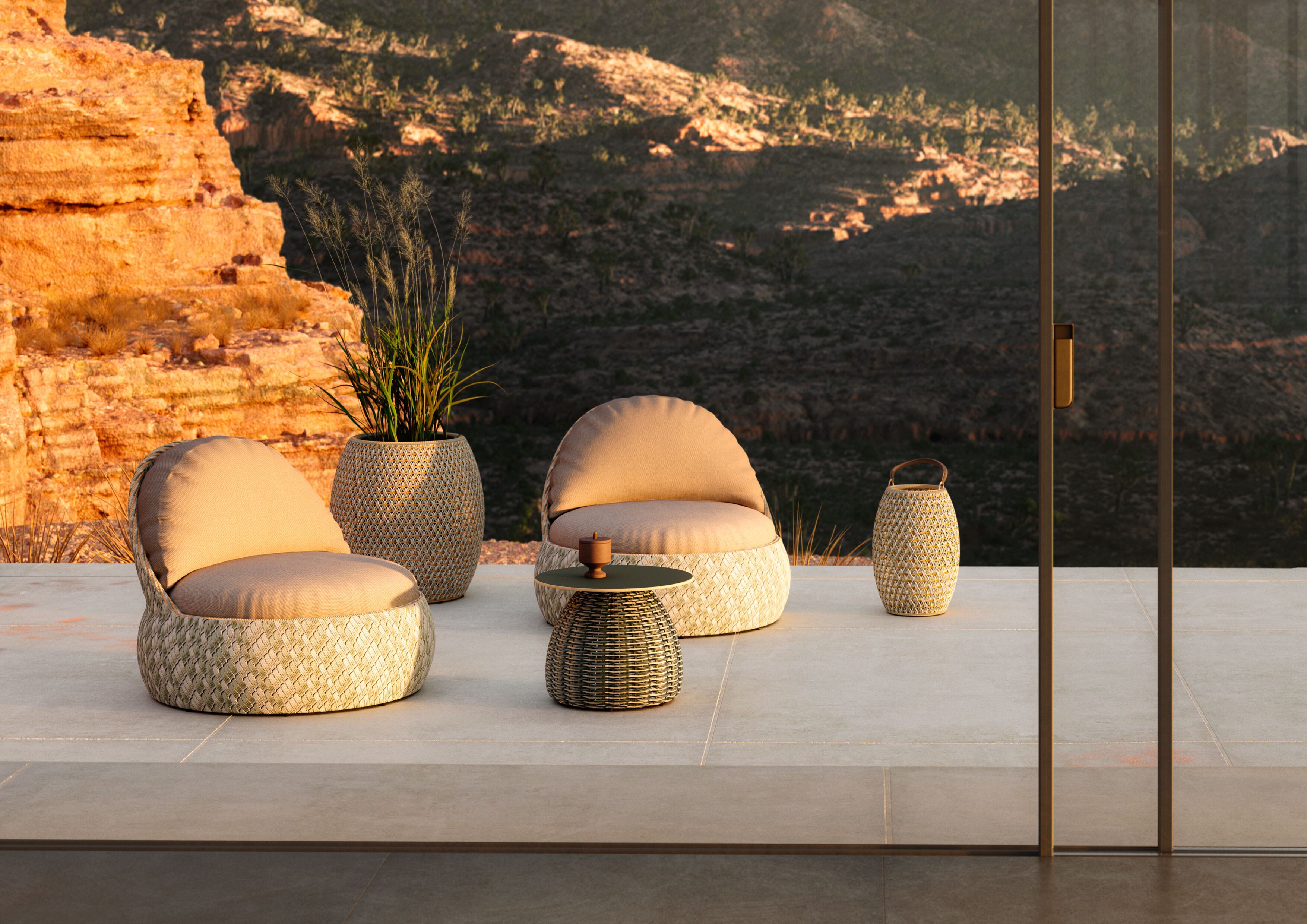 Синтетическое волокно круглый сад подножка DEDON DALA ARCH-00140605