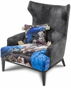 MOMENTI Кресло с обивкой из ткани с подлокотниками The black attitude Pn-302