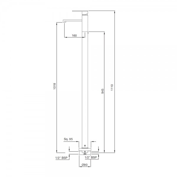 LEB-GLD-45027 Смеситель напольный Artize Le Blanc Чистое золото  - Вид №1