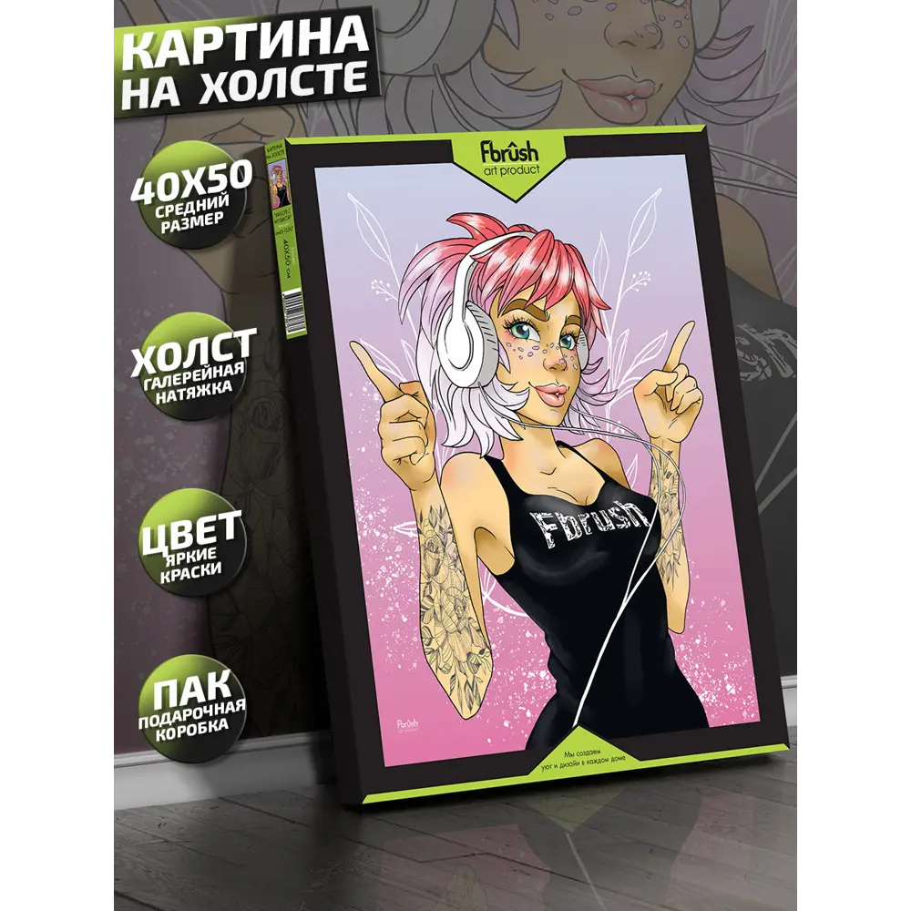 Картина на холсте Вместе с музыкой 40x50 см FBRUSH STLM-2098403 - Вид №3