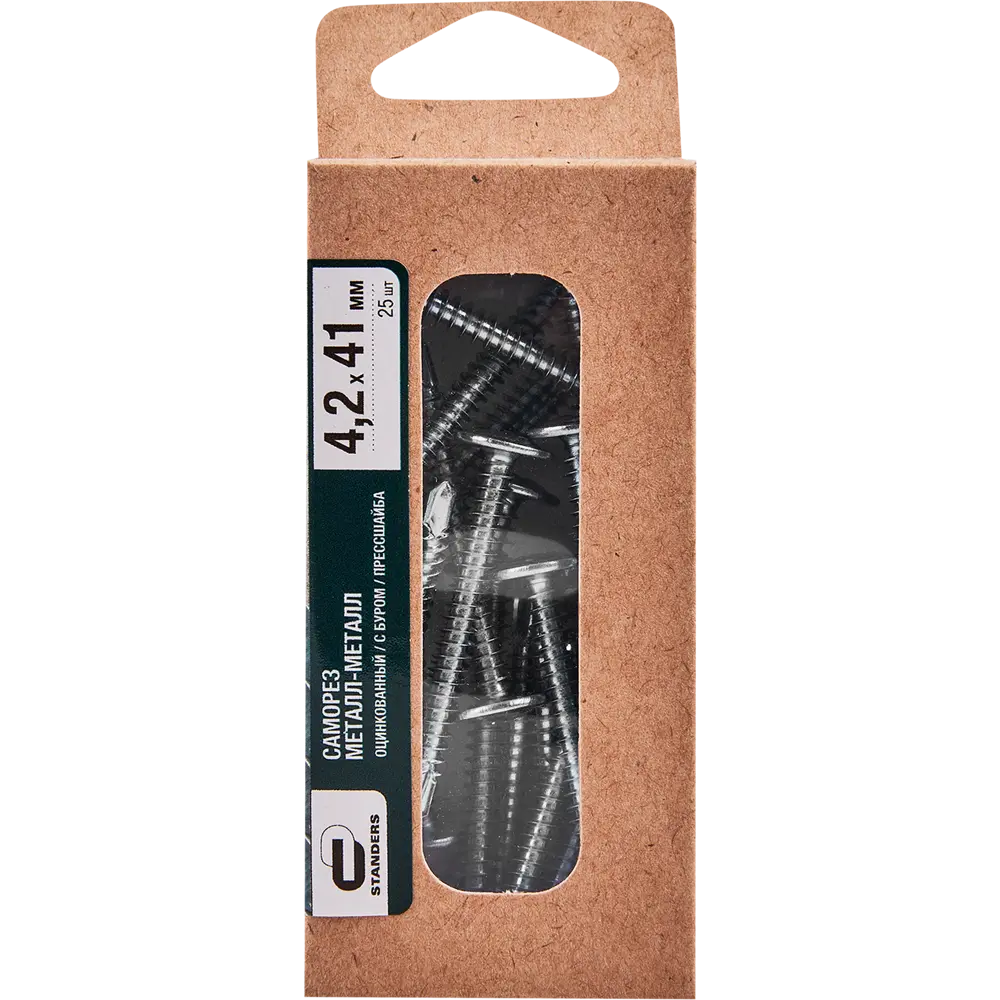 Саморезы по металлу Standers с пресс-шайбой со сверлом оцинкованные 4.2x41 25 шт STLM-2020836 - Вид №2