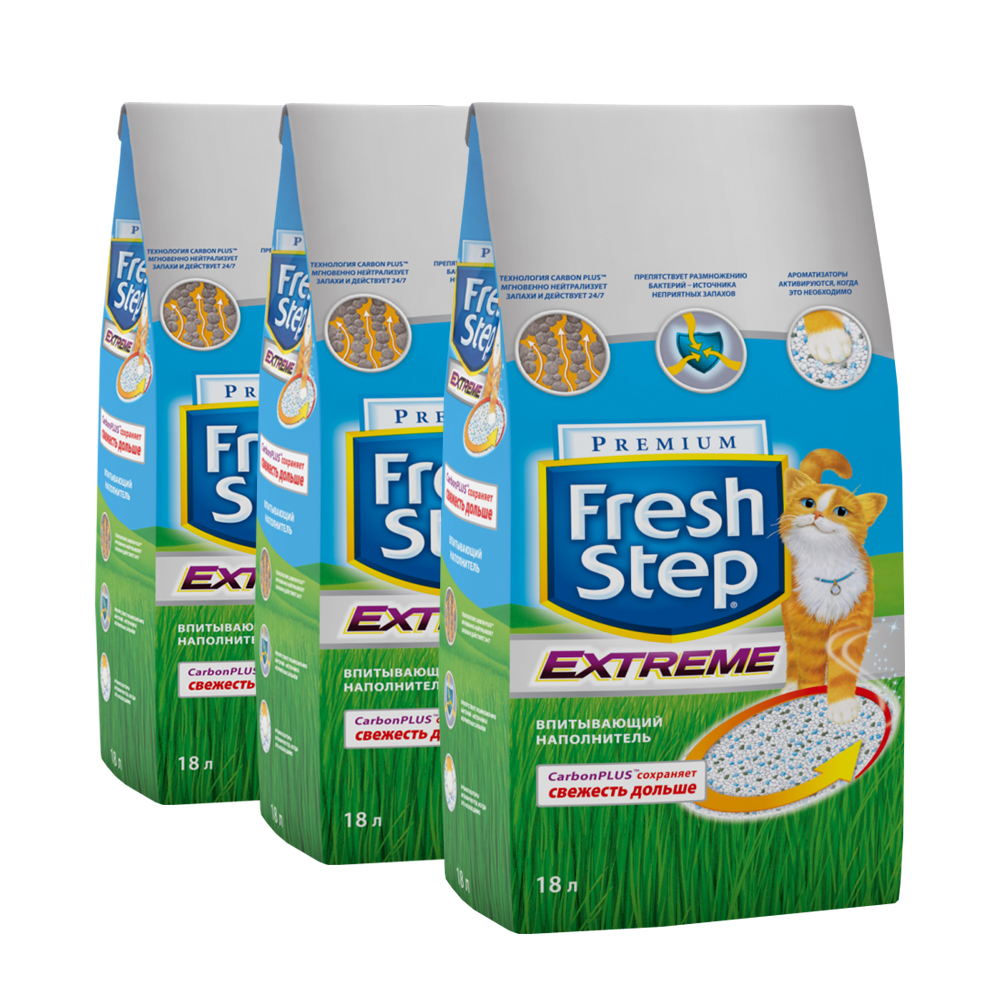 ПР0029490*3 Наполнитель для кошачьего туалета с тройным контролем запаха впитывающий 18 литров (упаковка - 3 шт) Fresh Step 