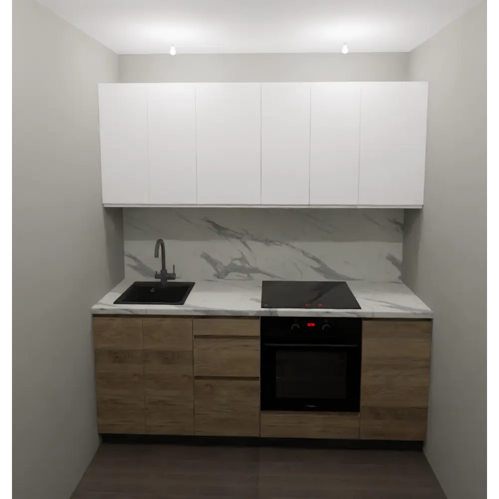 Кухонный гарнитур 200x60 см Токио цвет белый и коричневый KONSENSA STLM-2058067