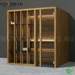 Effegibi YOKU.S80 BI.70100011 Био-сауна с правой дверью. Мощность: 9 кВт макс. Размеры: длина 202 см, ширина 180 см. Отделка: термообработанное дерево