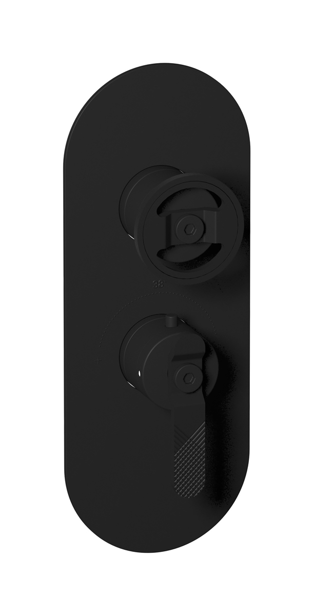 Комплект наружных частей термостата на 1 потребителей - вертикальная овальная панель с ручками Bold WE ARE IB eua112npnb1 Matt Black Aqua