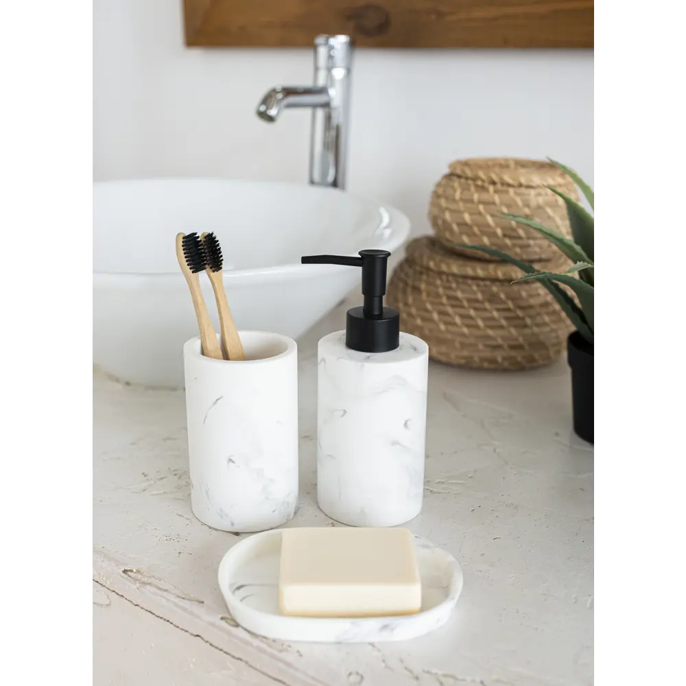 Диспенсер для жидкого мыла Marble полирезина текстура мрамор PROFFI HOME STLM-2026505 - Вид №4