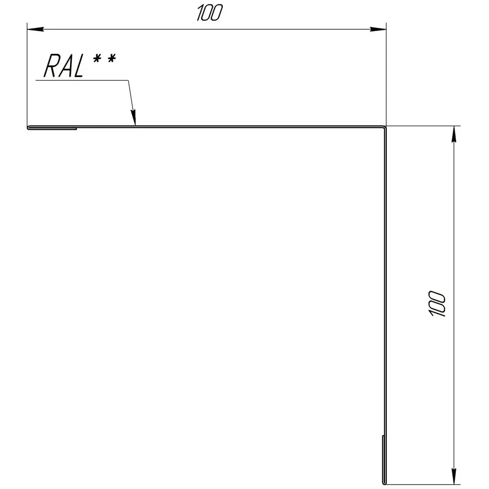 Планка для наружных углов 100x100 мм 2 м 0.4мм RAL 6005 Зеленый OPTIMA STLM-2198464 - Вид №1