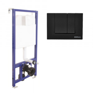 040245 Инсталляция BERGES для скрытого монтажа унитаза NOVUM кнопка S5 Soft Touch черная  Berges АТОМ 410