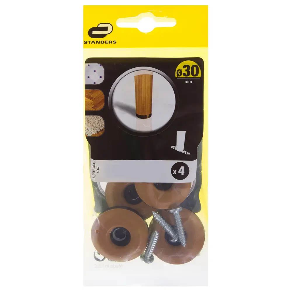 Набойки Standers PTFE 30 мм, круглые, пластик, цвет коричневый, 4 шт STLM-2175805 - Вид №3