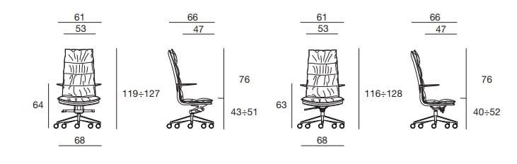 5 спиц ткань регулируемая высота операционный стул офис Sesta Chic ARCH-00076623 - Вид №2