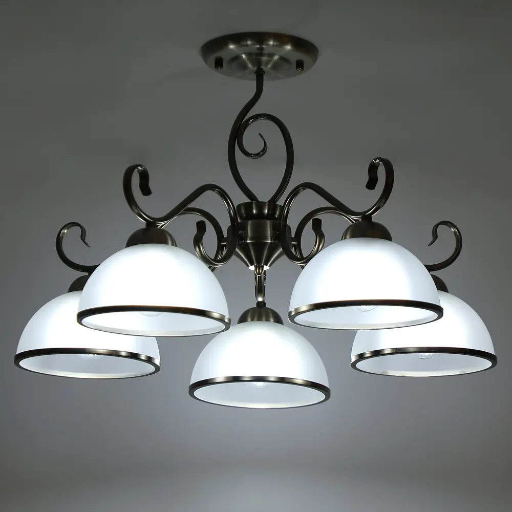 Люстра на штанге Palatino 5 ламп 20 м² цвет бронза SCHAFFNER STLM-2024884 - Вид №1