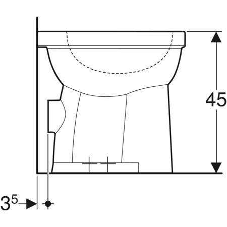 218510000 Напольный унитаз горизонтальный смыв Geberit Renova Comfort, увеличенной высоты, для лиц с ограниченными возможностями, горизонтальный выпуск Geberit  - Вид №4