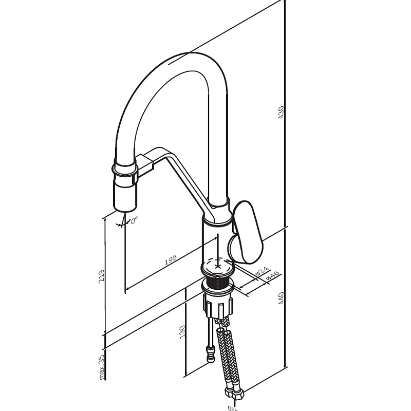 F8007802 смеситель для кухни с каналом для питьевой воды и гибким изливом хром шт. AM.PM Like - Вид №9