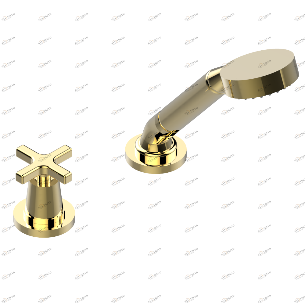 G69-6532/60A Смеситель керамический устанавливаемый на борту с ручным душем с ручкой одновременной регулировки – потока/температуры Thg-paris Spirit Покрытие PVD золотистый цвет G69 6532/60A CAT.F