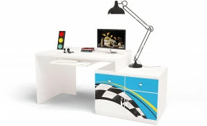 Стол модульный ABC-KING Г Тумба 400+400 La-Man ЛЕВЫЙ голубой