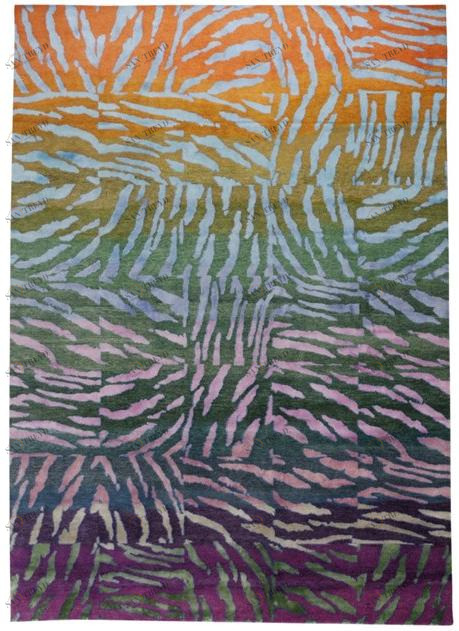 I + I Прямоугольный ковер из шелка, шерсти и хлопка с рисунком Wild furs Tg 09 