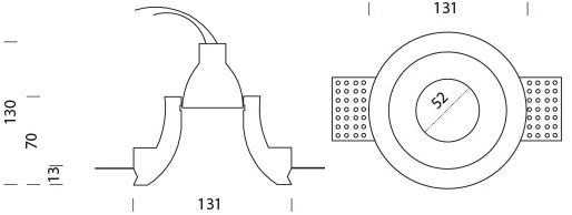 GESSO Встраиваемый в потолок держатель точечного светильника из гипса  806ch  - Вид №5