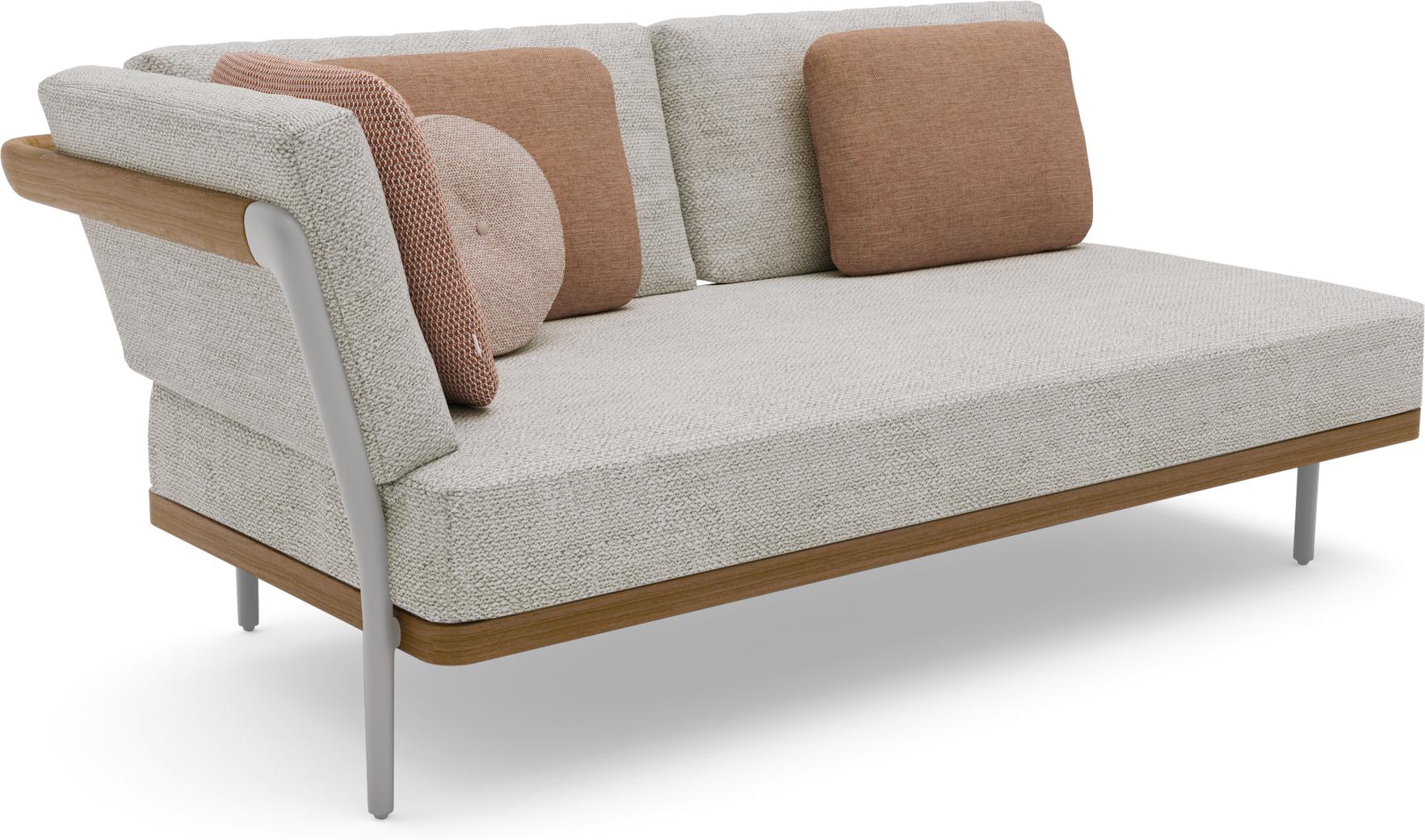 MNST266 Правое угловое двойное сиденье кремень teak Manutti Flex