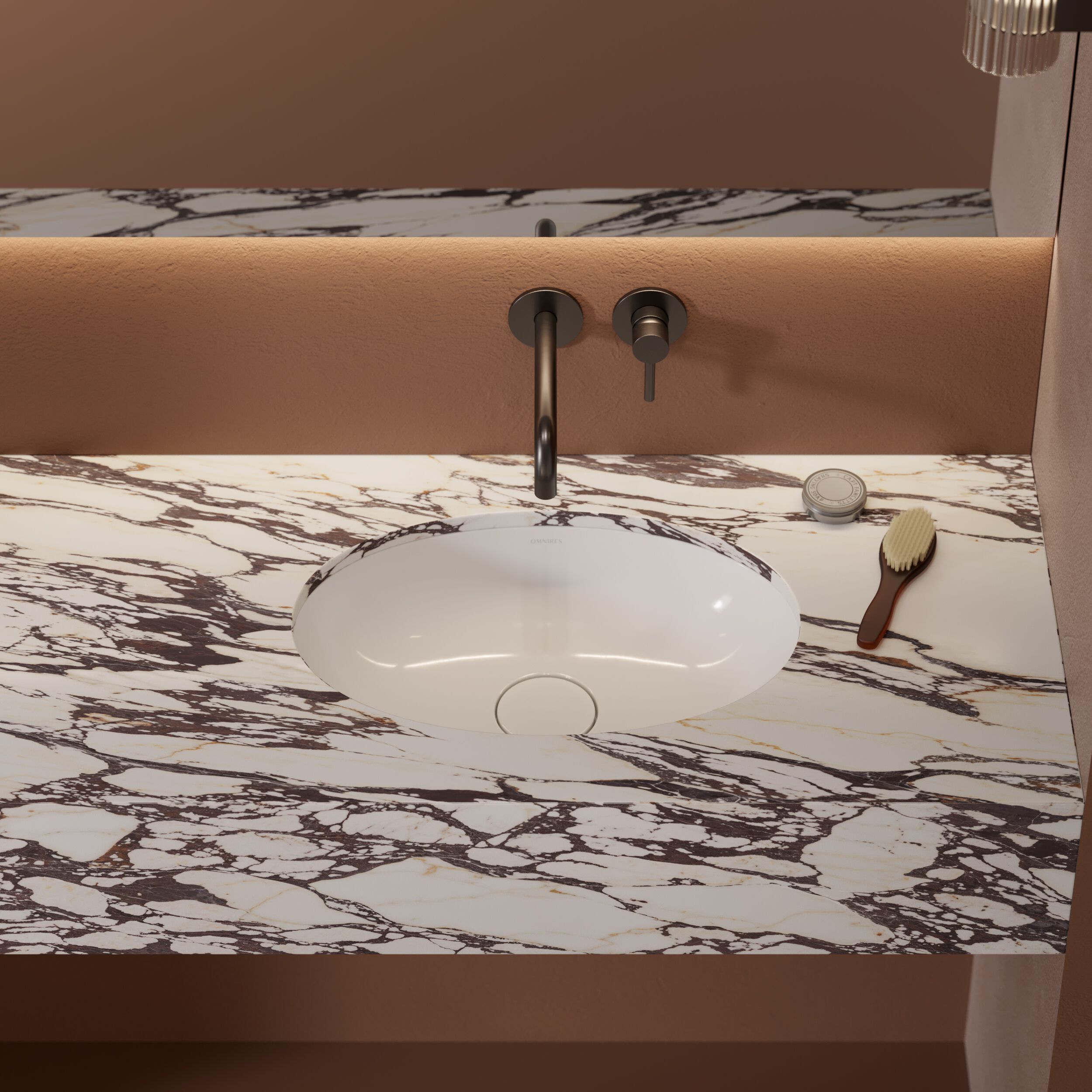 Встраиваемый умывальник из Овального композитного материала OMNIRES SHELL M+ SHELLUP ARCH-00143000 - Вид №28